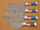Custom Handmade Damascus Steel Fixed Blade Kitchen Chef Knife Set, 4 PIECE CHEF SET 