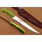 Fillet Knife Custom Made D2 Steel Razor Sharp, Green And Yellow Resin Handle