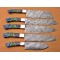 Custom Handmade Damascus Steel Fixed Blade Kitchen Chef Knife Set, 5 PIECE CHEF SET 