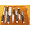 Custom Handmade Damascus Steel Fixed Blade Kitchen Chef Knife Set, 7 PIECE CHEF SET, Black Micarta Handle