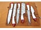 Custom Handmade Damascus Steel Fixed Blade Kitchen Chef Knife Set, 6 PIECE CHEF SET, Camel Bone and Micarta Handle