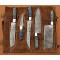 Custom Handmade Damascus Steel Fixed Blade Kitchen Chef Knife Set, 5 PIECE CHEF SET, Blue & Orange Micarta Handle