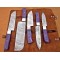Purple Bone Handle, Handmade Damascus Steel Fixed Blade Kitchen Chef Knife Set, 5 PIECE CHEF SET