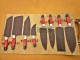 Red Micarta & Buffalo Horn Handle, 8 Piece Chef Set, Handmade Damascus Steel Fixed Blade Kitchen Chef Knife Set 