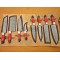 Red Micarta & Buffalo Horn Handle, 8 Piece Chef Set, Handmade Damascus Steel Fixed Blade Kitchen Chef Knife Set 