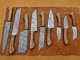 Custom Handmade Damascus Steel Fixed Blade Kitchen Chef Knife Set, 9 PIECE CHEF SET, Walnut Wood Handle