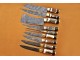 Deer Antler Handle, Handmade Damascus Steel Fixed Blade Kitchen Chef Knife Set, 9 PIECE CHEF SET, Deer Antler and Fiber Handle