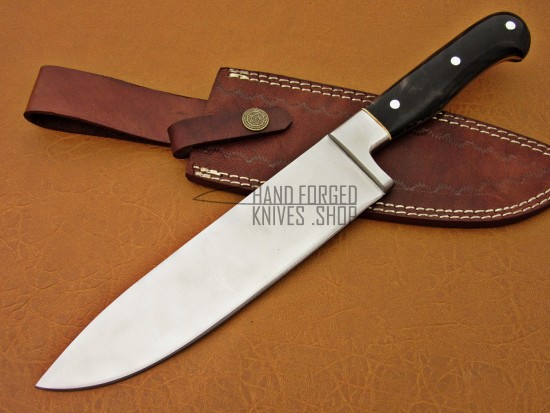D2 Steel Chef Knife, 12" Razor Sharp, Buffalo Horn Handle