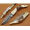 Damascus Deer Antler Folding Knife, 7" Damascus Steel Bolster Point Blade, Deer Antler Handle, Pocket Knife, Razor Sharp