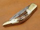 Damascus Deer Antler Folding Knife, 7" Damascus Steel Bolster Point Blade, Deer Antler Handle, Pocket Knife, Razor Sharp