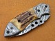Damascus Deer Antler Folding Knife, 7" Damascus Steel Bolster Point Blade, Deer Antler Handle, Pocket Knife, Razor Sharp