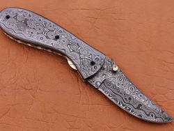 Damascus Folding Knife, 7.5" Damascus Steel Bolster Point Blade, Damascus Handle, Pocket Knife, Razor Sharp