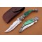 D2 Steel Folding Knife, 9" Damascus Steel Bolster Point Blade, Green Color Bone Handle, Pocket Knife, Razor Sharp