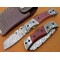 Damascus Folding Knife, 7.5" Damascus Steel Bolster Point Blade, Red Micarta Sheet Handle, Pocket Knife, Razor Sharp