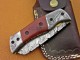 Damascus Folding Knife, 7.5" Damascus Steel Bolster Point Blade, Red Micarta Sheet Handle, Pocket Knife, Razor Sharp