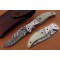 Damascus Folding Knife, 8" Handwork Steel Bolster Point Blade, White G10 Handle, Pocket Knife, Razor Sharp