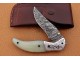 Damascus Folding Knife, 8" Handwork Steel Bolster Point Blade, White G10 Handle, Pocket Knife, Razor Sharp