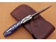 Damascus Back Lock Folding Knife, 7.0" Steel Bolster Point Blade, Blue Color Bone Handle, Pocket Knife, Razor Sharp