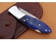 Damascus Back Lock Folding Knife, 7.0" Steel Bolster Point Blade, Blue Color Bone Handle, Pocket Knife, Razor Sharp