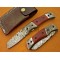 Damascus Tanto Blade Folding Knife, 8" Damascus Bolster, Red Micarta Handle