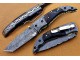 Damascus Tanto Blade Pocket Clip Folding Knife, 8" Damascus Steel Bolster Tanto Blade, Goat/Ram Horn Handle, Pocket Knife, Razor Sharp