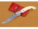 Damascus Folding Knife, 7.5" Damascus Steel Bolster Point Blade, Camel Bone  Handle, Pocket Knife, Razor Sharp