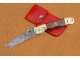 Damascus Folding Knife, 8.5" Handwork Brass Bolster Tanto Blade, Brown Micarta Handle, Pocket Knife, Razor Sharp