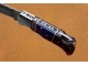 Damascus Back Lock Folding Knife, 6.5" Steel Bolster Point Blade, Blue And Black Micarta Handle, Pocket Knife, Razor Sharp
