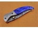 Damascus Folding Knife, 7.5" Damascus Steel Bolster Point Blade, Blue Color Bone Handle, Pocket Knife, Razor Sharp