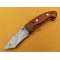 Damascus Tanto Blade Folding  Knife, 7.5" Mosaic Pin, Walnut Wood Handle