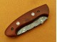 Damascus Tanto Blade Folding  Knife, 7.5" Mosaic Pin, Walnut Wood Handle
