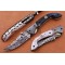 Damascus Folding Knife, 7.0" Damascus Steel Bolster Point Blade, Buffalo Horn, Gray Bone Handle, Pocket Knife, Razor Sharp