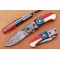 Damascus  Folding Knife, 7.5"  Steel Bolster Point Blade, American Handle, Pocket Knife, Razor Sharp
