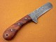 Damascus Steel Ram Horn / Bull Cutter Hunting Knife, 8" Walnut Wood Handle, Fixed Blade