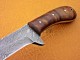 Damascus Steel Ram Horn / Bull Cutter Hunting Knife, 8" Walnut Wood Handle, Fixed Blade