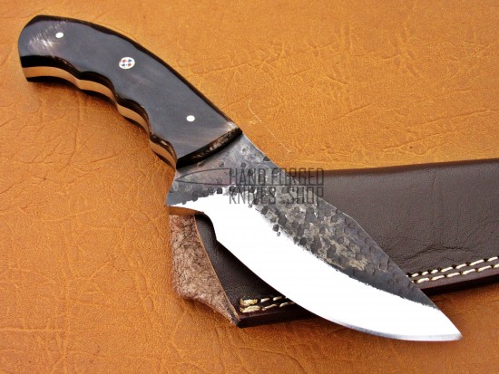 D2 Steel Hunting  Knife, 8" Razor Sharp, Buffalo Horn Handle, Skinner Knife