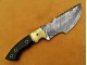 Damascus Tracker Knife / Hunting Knife, 10" Camel Bone Bolster, Buffalo Horn Handle, Fixed Blade