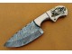 Damascus Hunting Knife, Damascus Steel Classic Bowie Knife, 9" Steel Bolster, Deer Antler Handle, Fixed Blade, Full Tang