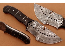 Custom Handmade Damascus Tracker Knife / Hunting Knife, 10" Buffalo Horn Handle, Fixed Blade