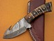 Damascus Hunting Knife, Damascus Steel Classic Bowie Knife, 8" Goat/Ram Horn Handle, Fixed Blade, Full Tang