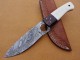Damascus Hunting Knife, 10" Walnut Wood Bolster, Camel Bone Handle, Fixed Blade, Full Tang Razor Sharp