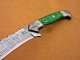 Custom Damascus Steel Kukri Knife, 22" Damascus Bolster, Green Micarta Handle, Fixed Blade