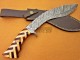 Custom Damascus Kukri Knife, 15" Damascus Clip, Olive & Walnut Wood Handle, Fixed Blade