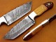 Damascus Tanto Blade Hunting Knife, 9" Steel Bolster, Olive Wood & Walnut Wood Handle, Fixed Blade