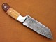 Damascus Tanto Blade Hunting Knife, 9" Steel Bolster, Olive Wood & Walnut Wood Handle, Fixed Blade