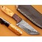 Damascus Tanto Blade Hunting Knife, 8" Walnut & Olive Wood Handle, Fixed Blade