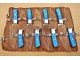 8 piece Custom Handmade Damascus Steel Fixed Blade Kitchen Steak Knives Set Blue Micarta handle