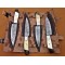 4 piece Custom Handmade Damascus Steel Fixed Blade Kitchen Steak Knives Set camel bone, buffalo horn handle