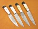 4 piece Custom Handmade Damascus Steel Fixed Serrated Blade Kitchen Steak Knives Set camel bone, buffalo horn handle
