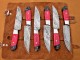 6 piece Custom Handmade Damascus Steel Fixed Blade Kitchen Steak Knives Set, Red Micarta & Buffalo Horn Handle